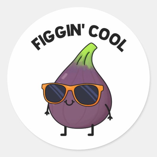 Figgin Cool Funny Fig Food Pun Ronde Sticker (Voorkant)