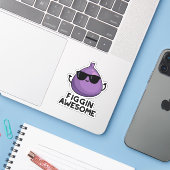 Figgin Geweldige Funny Fruit Fig Pun Sticker (Laptop met iPhone)