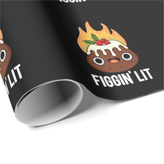 Figgin Lit Funny Figgy Pudding Pun Dark BG Cadeaupapier (Rol Hoek)