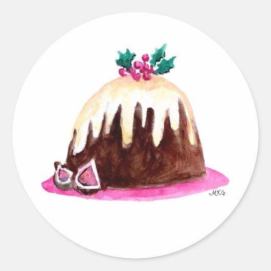 Figgy Pudding Whimsical-kerstenvelop Ronde Sticker (Voorkant)