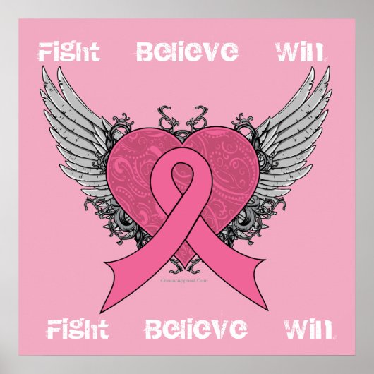 Fight Believe Win - Poster sur le cancer du sein (Devant)