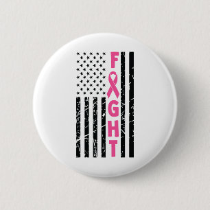 Fight Breast Survivor American Flag Breast Cancer Ronde Button 5,7 Cm