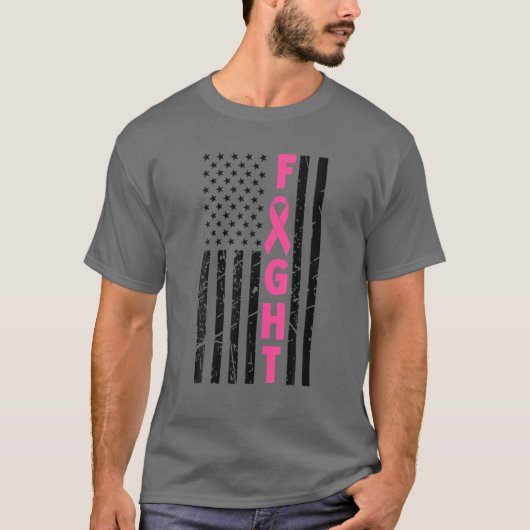 Fight Breast Survivor American Flag Breast Cancer T-shirt (Voorkant)