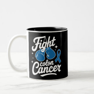 Fight Colon Cancer Blue Ribbon Colon Cancer Tweekleurige Koffiemok
