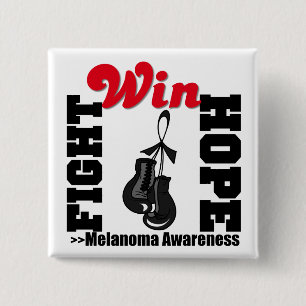 Fight Hope Win - Melanoma Vierkante Button 5,1 Cm