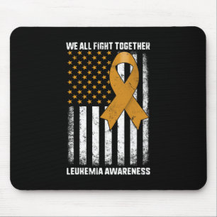 Fight Leukemia Awareness Oranje Ribbon USA Flag WA Muismat