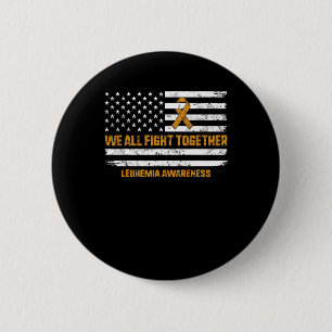 Fight Leukemia Awareness Oranje Ribbon USA Flag WA Ronde Button 5,7 Cm