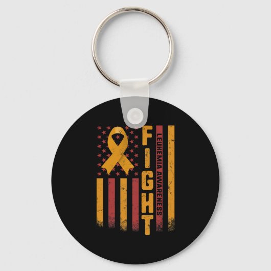 Fight Leukemia Awareness Oranje Ribbon USA Flag WA Sleutelhanger (Voorkant)