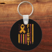 Fight Leukemia Awareness Oranje Ribbon USA Flag WA Sleutelhanger (Voorkant)