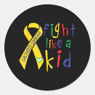 Fight like Kind Gold Ribbon Childhood Cancer Aware Ronde Sticker