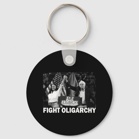 Fight Oligarchy Bernie Sanders And Aoc Freedom Us  Sleutelhanger (Voorkant)