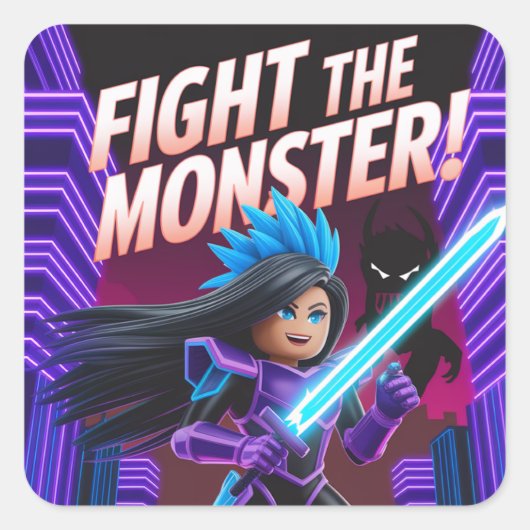 Fight the monster  vierkante sticker (Voorkant)