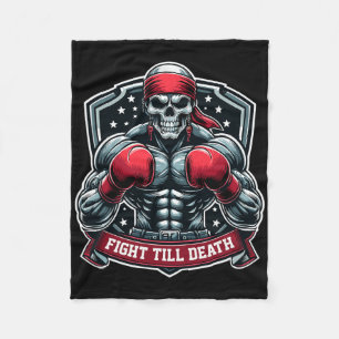 Fight Till Death Skeleton Boxer Hardcore Boksen Fi Fleece Deken