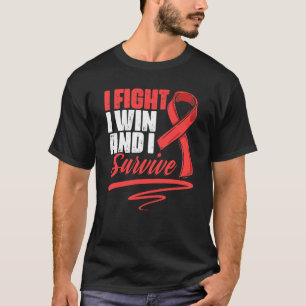 Fight Win Stroke Survivor Red Ribbon Stroke Awaren T-shirt