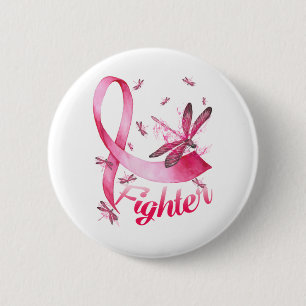 Fighter Dragonfly Roze Borstkanker Ronde Button 5,7 Cm