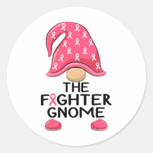 Fighter Gnome - Borstkanker Bewustzijn Gnome Cost Ronde Sticker