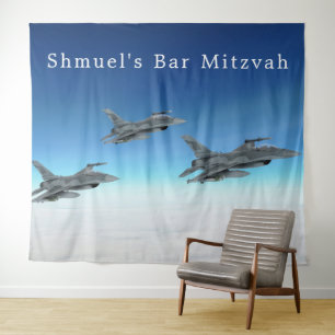 Fighter Jet Bar Mitzvah Photo Booth Banner Wandkleed