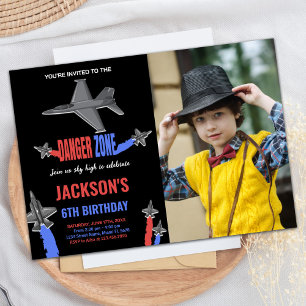 Fighter Jet Invitations Anniversaire Black GreyW P