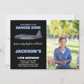 Fighter Jet Invitations Anniversaire Bleu avec pho (Devant)