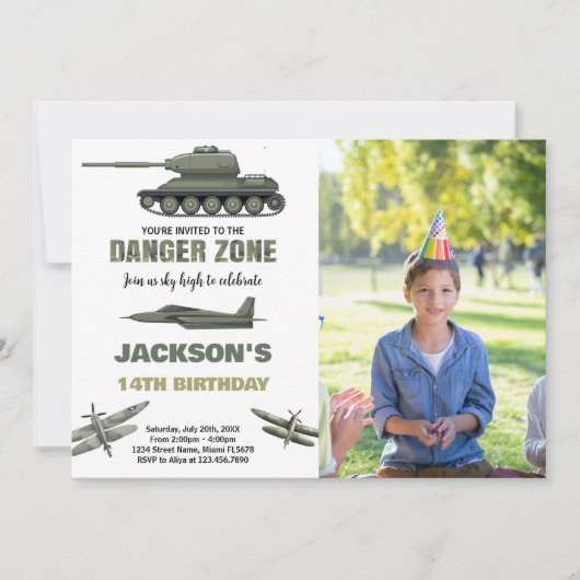 Fighter Jet Invitations Anniversaire Danger avec p (Devant)