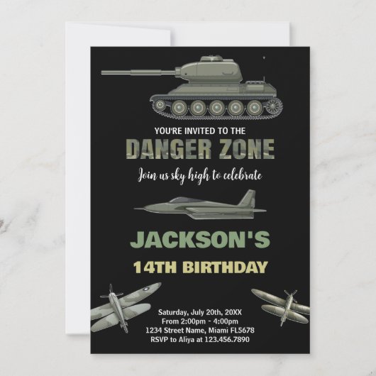 Fighter Jet Invitations Anniversaire Danger Zone D (Devant)