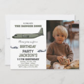 Fighter Jet Invitations Anniversaire Green Dark Ph (Devant)