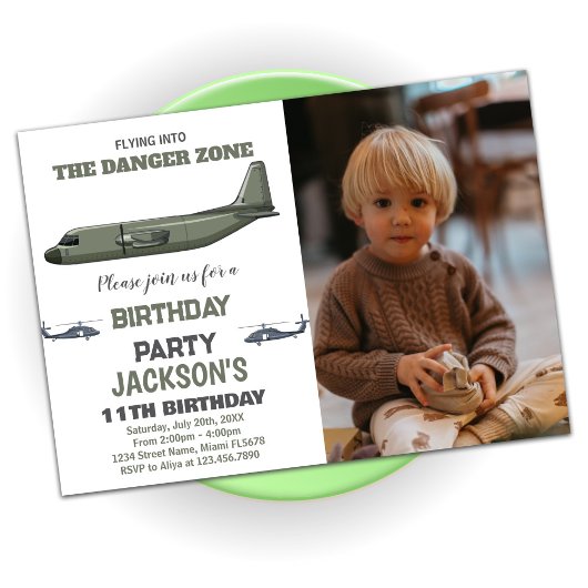 Fighter Jet Invitations Anniversaire Green Dark Ph