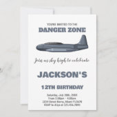 Fighter Jet Invitations Anniversaire Gris (Devant)