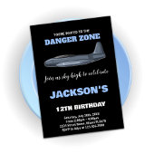 Fighter Jet Invitations Anniversaire gris bleu