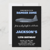 Fighter Jet Invitations Anniversaire gris bleu (Devant)