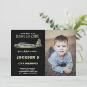 Fighter Jet Invitations Anniversaire Noir avec pho (Debout devant)