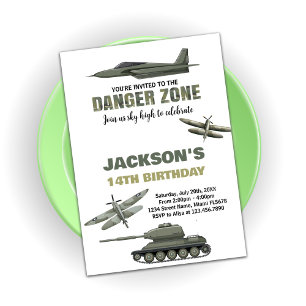 Fighter Jet Invitations Anniversaire Zone de dange