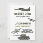 Fighter Jet Invitations Anniversaire Zone de dange (Devant)