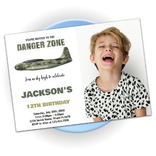 Fighter Jet Invitations d'anniversaire Dark Green 