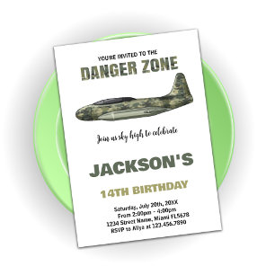 Fighter Jet Invitations d'anniversaire Dark Green