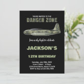 Fighter Jet Invitations d'anniversaire Dark Green (Debout devant)