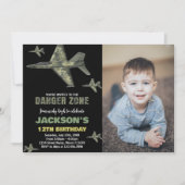 Fighter Jet Invitations d'anniversaire Green Black (Devant)