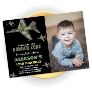 Fighter Jet Invitations d'anniversaire Green Black