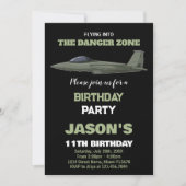 Fighter Jet Invitations d'anniversaire Green Dark (Devant)