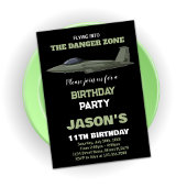 Fighter Jet Invitations d'anniversaire Green Dark