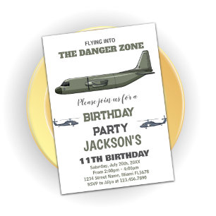 Fighter Jet Invitations d'anniversaire Green Dark