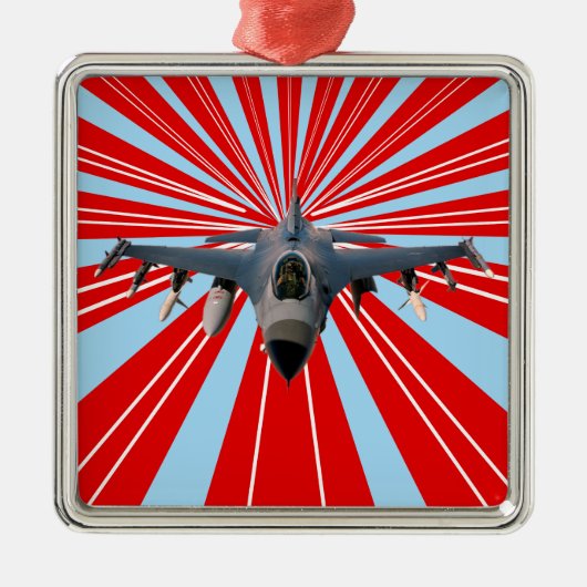 Fighter Jet Metalen Ornament (Voorkant)