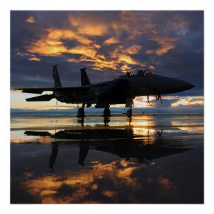 Fighter Jet Sunset Perfect Poster