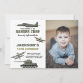Fighter Jet Verjaardag Uitnodigingen met foto (Voorkant)