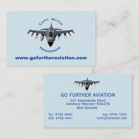 Fighter Jet Visitekaartje (Voorkant / Achterkant)