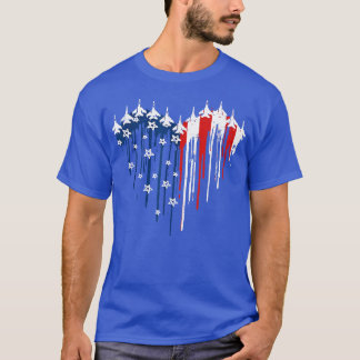Fighter Jet Vliegtuig Amerikaanse vlag Hart 4th va T-shirt