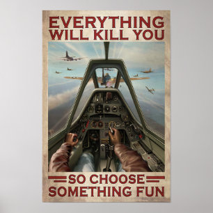 Fighter Vliegtuig Alles zal je doden Poster