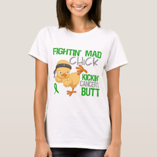 Fightin Chick Kidney Cancer Green Ribbon T-shirt