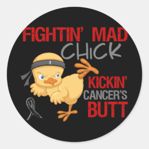 Fightin Chick Melanoma Ronde Sticker