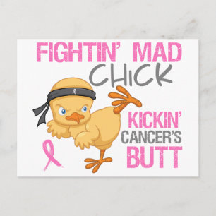 Fightin' Mad Chick Breast Cancer Briefkaart